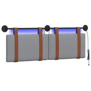 vidaXL H&auml;ngande s&auml;nggavel Med LED-lampa Ljusgr&aring; Antik PU