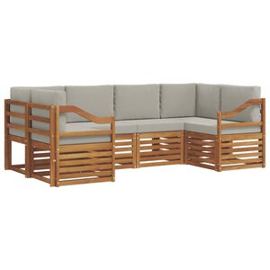 vidaXL Sektionsoffgrupp med kudde 6 pcs Naturlig och Ljus Gr&aring;