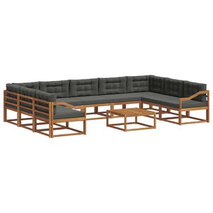 vidaXL Utomhussoffset med kudde 10 pcs Naturlig och Antracit