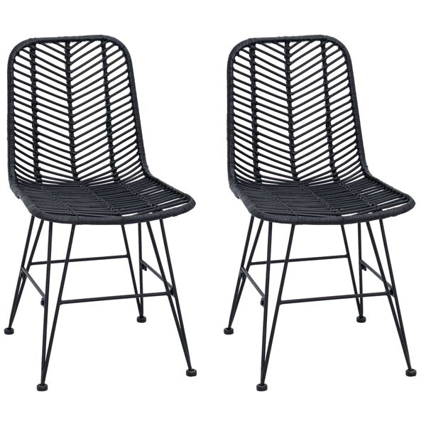 vidaXL Matstol 2 pcs Svart 44 x 47 x 85 cm Rattan och J&auml;rn