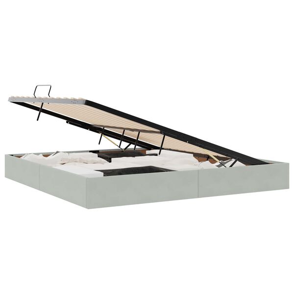 vidaXL F&ouml;rvaringss&auml;ng med madrass Ljusgr&aring; 200 x 200 cm Sammet