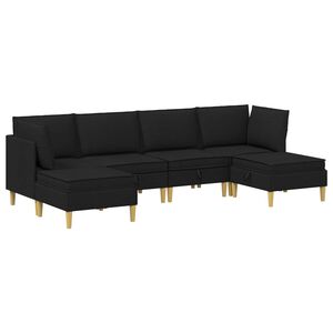 vidaXL Modulsoffor med f&ouml;rvaring 6 pcs Svart Tyg