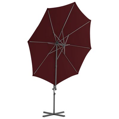 vidaXL Frihängande parasoll med stålstång vinröd 300 cm