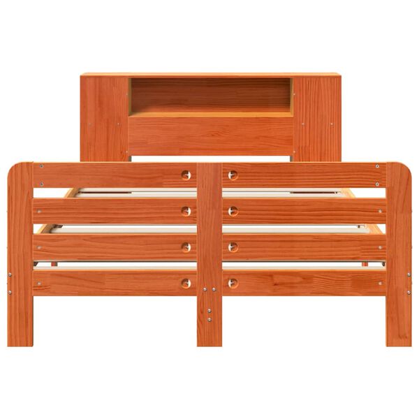 vidaXL S&auml;ngram utan madrass vaxbrun 135x190 cm massiv furu