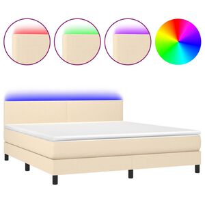 vidaXL Rams&auml;ng med madrass & LED gr&auml;ddvit 160x200 cm tyg