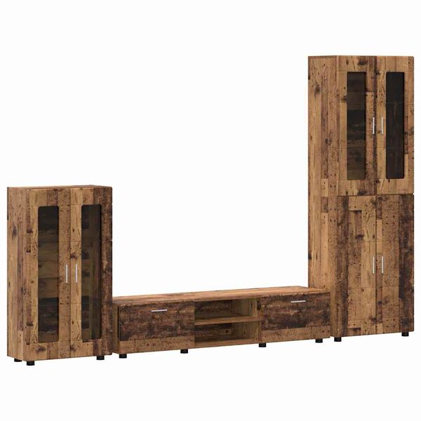 vidaXL TV-b&auml;nkset med l&aring;da med d&ouml;rr FLORIN Gammalt tr&auml; Konstruerat tr&auml;