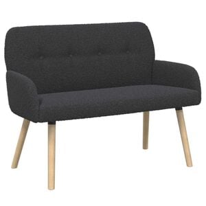 vidaXL 2-sitssoffa med ben i massivt tr&auml; M&ouml;rkgr&aring; Boucl&eacute;