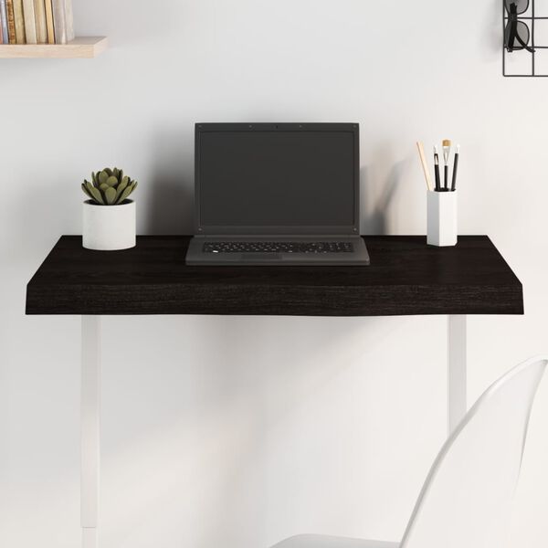 vidaXL Bordsskiva mörkbrun 80x50x(2-6) cm behandlad massiv ek