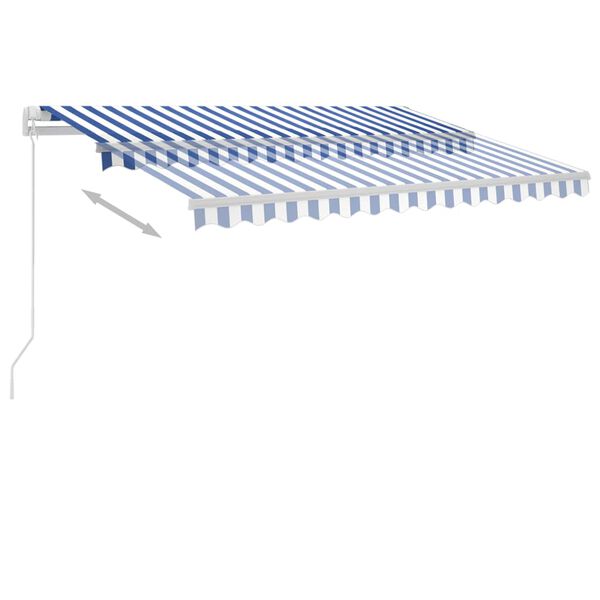vidaXL Markis manuellt infällbar med LED 300x250 cm blå och vit