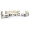vidaXL Loungegrupp 5 delar med dynor antracit konstrotting