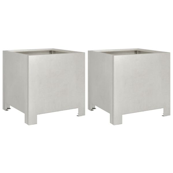 vidaXL Trädgårdskrukor 2 st 30x30x30 cm rostfritt stål