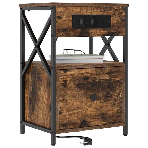 vidaXL Nattduksbord 2 pcs R&ouml;kt ek 40 x 31 x 60 cm Konstruerat tr&auml;