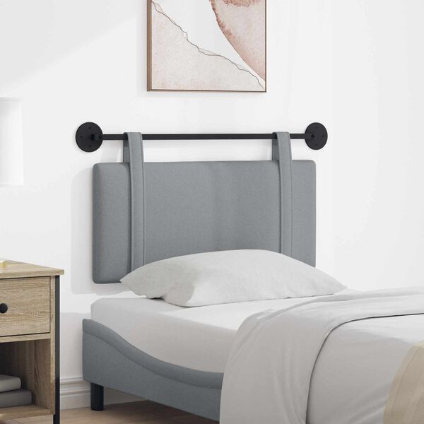 vidaXL H&auml;ngande Huvudgavel V&auml;ggmonterad Ljusgr&aring; 100 x 55 x 5 cm tyg