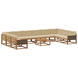 vidaXL Utomhussoffset med kudde 11 pcs Naturlig och Beige