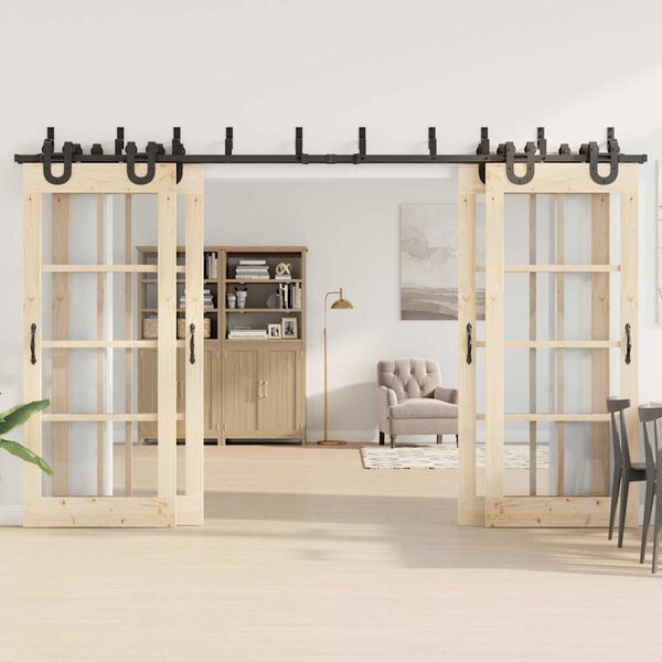 vidaXL Skjutdörrsbeslag 366 cm stål svart