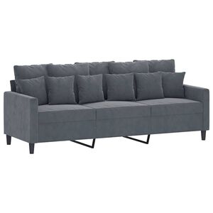 vidaXL 3-sitssoffa m&ouml;rkgr&aring; 180 cm sammet