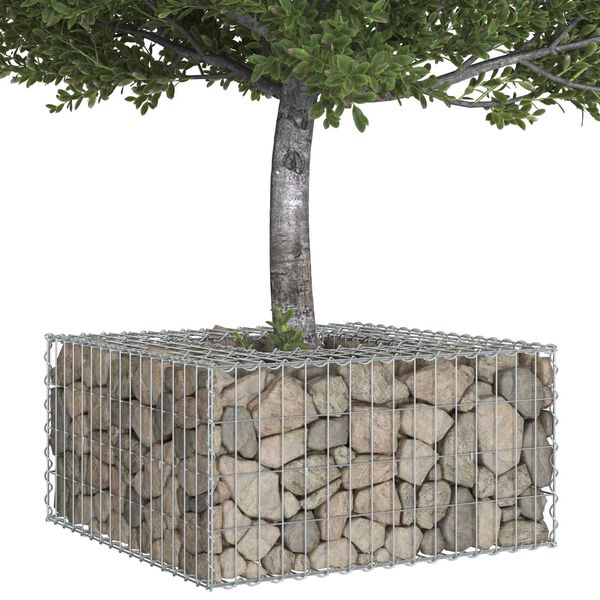 vidaXL Gabion upph&ouml;jd s&auml;ng Silver 80 x 80 x 40 cm Galvaniserat St&aring;l