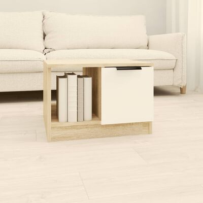 vidaXL Soffbord vit och sonoma-ek 50x50x36 cm konstruerat trä