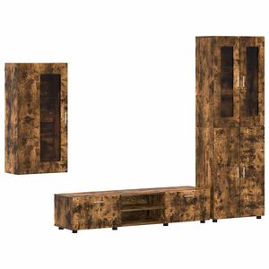 vidaXL TV-b&auml;nkset med l&aring;da med hylla FLORIN R&ouml;kt ek Konstruerat tr&auml;