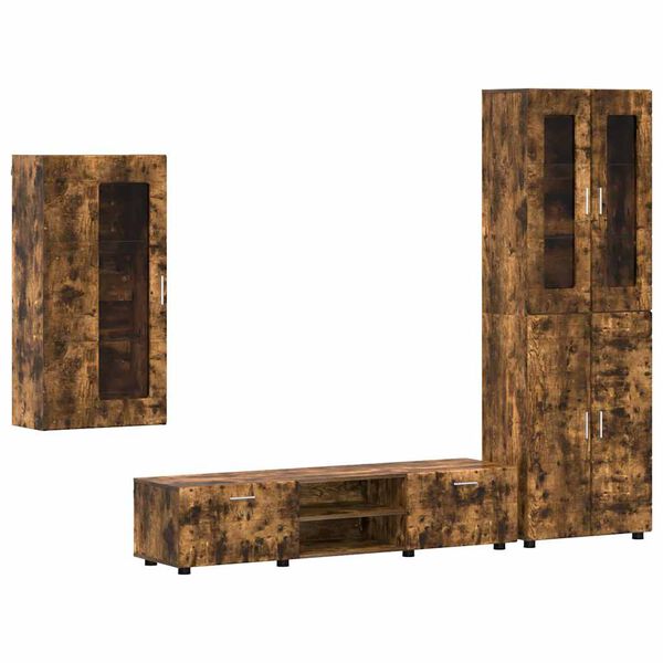 vidaXL TV-b&auml;nkset med l&aring;da med hylla FLORIN R&ouml;kt ek Konstruerat tr&auml;