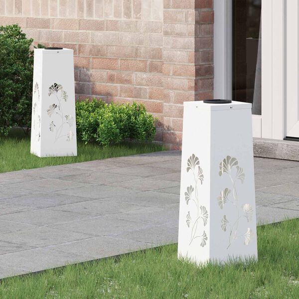 vidaXL Solar LED Stig Ljus 2 pcs Vit Kallvalsat st&aring;l