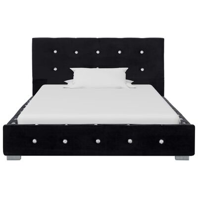 vidaXL Säng med madrass svart sammet 90x200 cm
