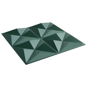 vidaXL V&auml;ggpaneler 12 st 50 x 50 cm Origami Gr&ouml;n XPS Skum