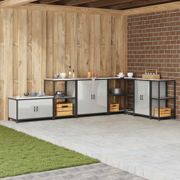 vidaXL K&ouml;ksf&ouml;rvaring med hylla med lagring Silver 60 x 50 x 92 cm St&aring;l