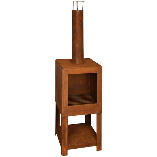 Esschert Design Eldstad f&ouml;r utomhusbruk med vedf&ouml;rvaring rost FF298