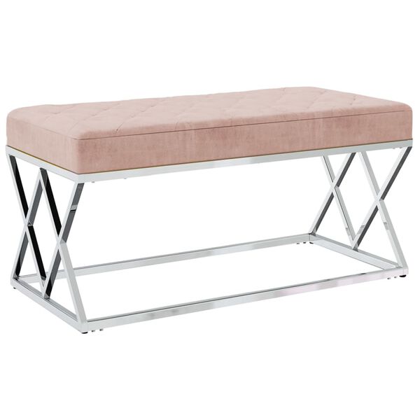 vidaXL B&auml;nk rosa sammet och rostfritt st&aring;l