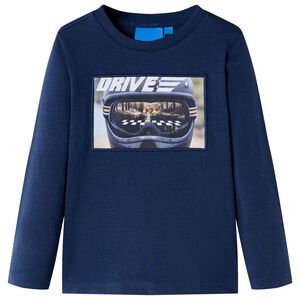 vidaXL T-shirt med l&aring;nga &auml;rmar f&ouml;r barn marinbl&aring; melange 104