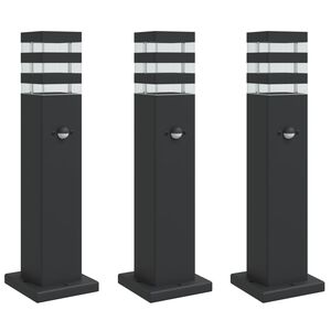 vidaXL Utomhusgolvlampor med sensorer 3st svart 50 cm aluminium