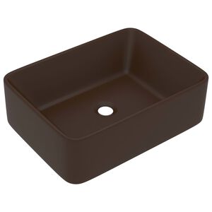 vidaXL Lyxigt handfat matt m&ouml;rkbrun 41x30x12 cm keramik