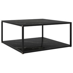 vidaXL Soffbord svart 80x80x35 cm h&auml;rdat glas
