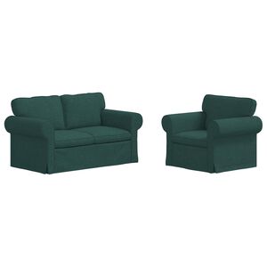 vidaXL Soffa 2 pcs M&ouml;rkgr&ouml;n 155 x 82 x 80 cm tyg