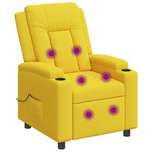 vidaXL Reclinerf&aring;t&ouml;lj med massage Ljus Gul 75 x 95 x 100 cm Tyg