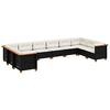 vidaXL Loungegrupp 10 delar med svarta dynor konstrotting
