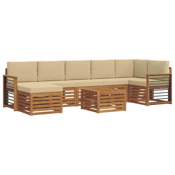 vidaXL Soffgrupper 8 pcs Naturlig och Beige Massivt Akaciatr&auml;