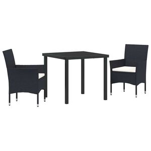 vidaXL Tr&auml;dg&aring;rdsm&ouml;belset med kudde 3 pcs Beige konstrotting