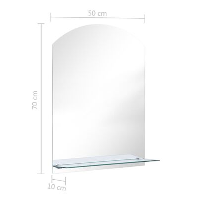 vidaXL Väggspegel med hylla 50x70 cm härdat glas