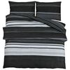 vidaXL 135 x 200 cm + 80 x 80 cm 100% Cotton Black Stripes