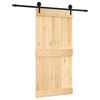 vidaXL Skjutd&ouml;rr Naturlig och svart 100 x 210 cm Massiv furutr&auml;d&ouml;rr