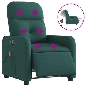 vidaXL Elektrisk massagef&aring;t&ouml;lj m&ouml;rkgr&ouml;n tyg