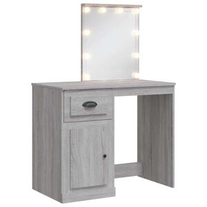 vidaXL Sminkbord med LED-lampor gr&aring; sonoma 90x42x132,5 cm