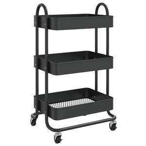 vidaXL Rullvagn 3 v&aring;ningar svart 43x34x79 cm st&aring;l