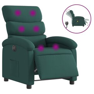 vidaXL Elektrisk massagef&aring;t&ouml;lj m&ouml;rkgr&ouml;n tyg