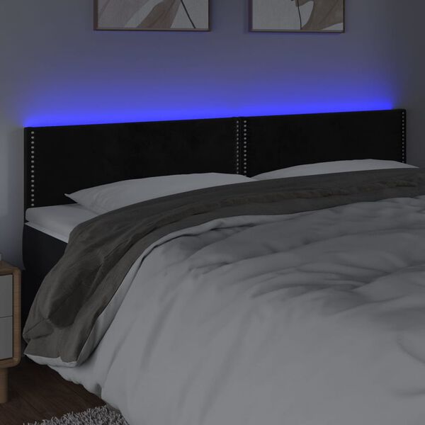 vidaXL S&auml;nggavel LED svart 180x5x78/88 cm sammet