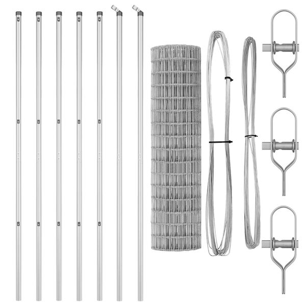 vidaXL St&auml;ngsel med stolpe Silver 1,2 x 10 m St&aring;l och PVC