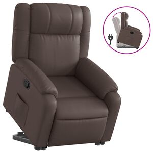 vidaXL Reclinerf&aring;t&ouml;lj med uppresningshj&auml;lp brun konstl&auml;der