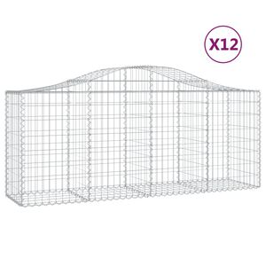 vidaXL Gabioner b&aring;gformade 12 st 200x50x80/100 cm galvaniserat j&auml;rn